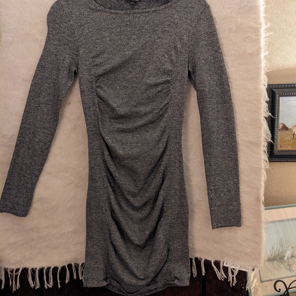 Grey Ruched Knit Dress